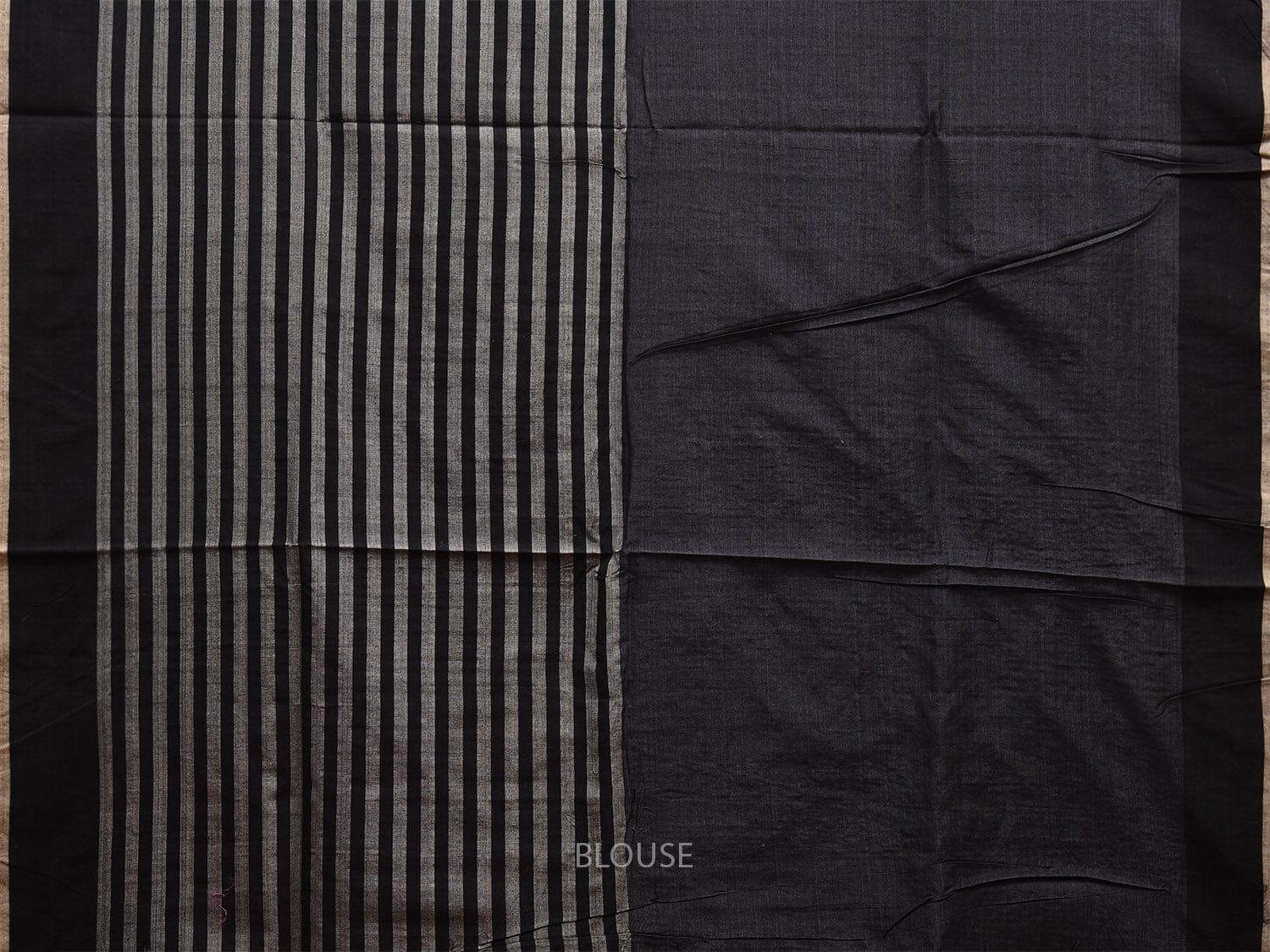 Grey and Black Tussar Saree with Strips Body and Pallu Design o0554