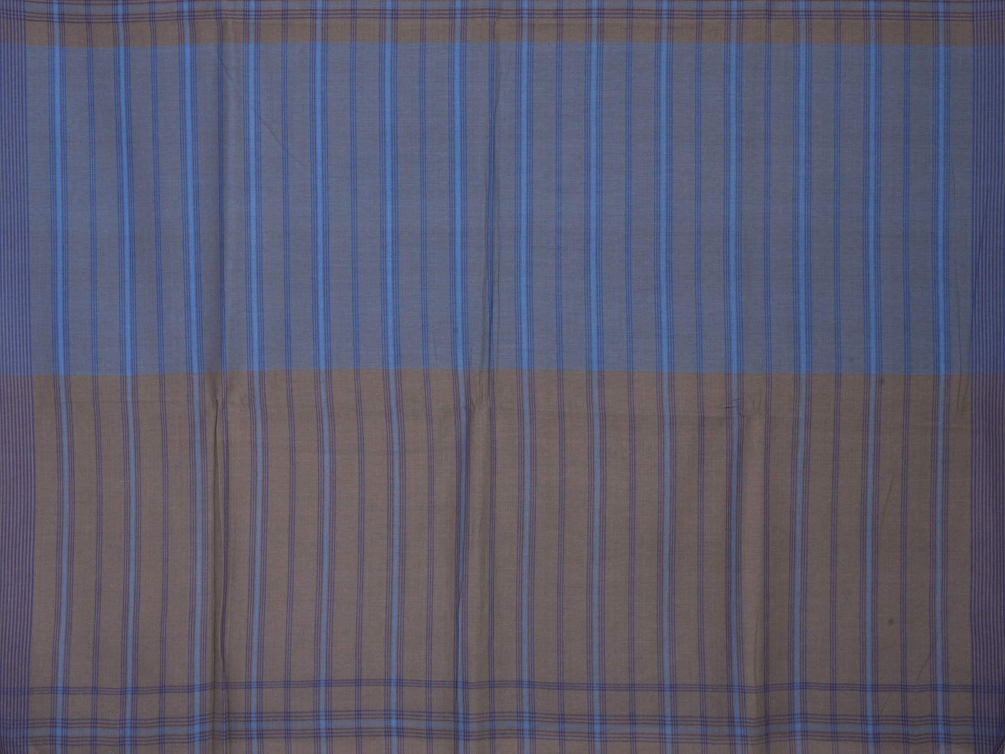 Grey and Blue Organic Cotton Handloom Saree with Checks Design o0158