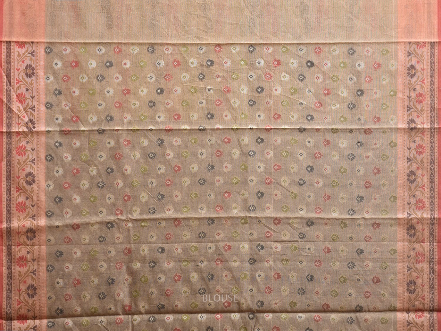 Grey and Cream Dhakai Jamdani Cotton Viscose Saree with Buta and Border Design dj0095