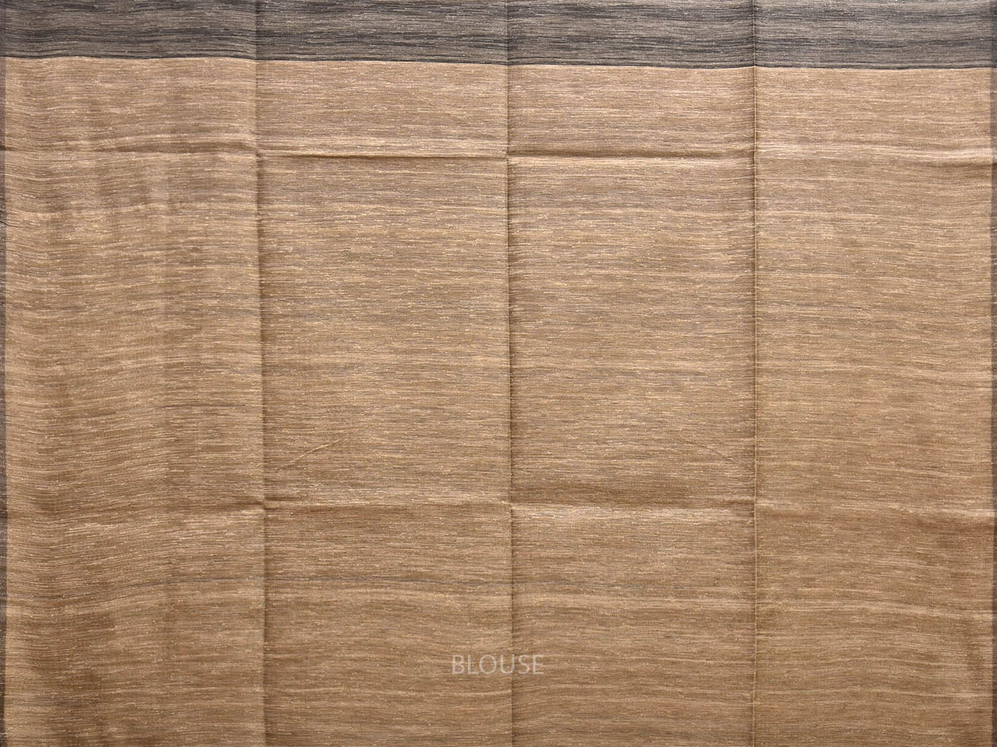 Grey and Cream Tussar Plain Saree with Strips Pallu Design o0566