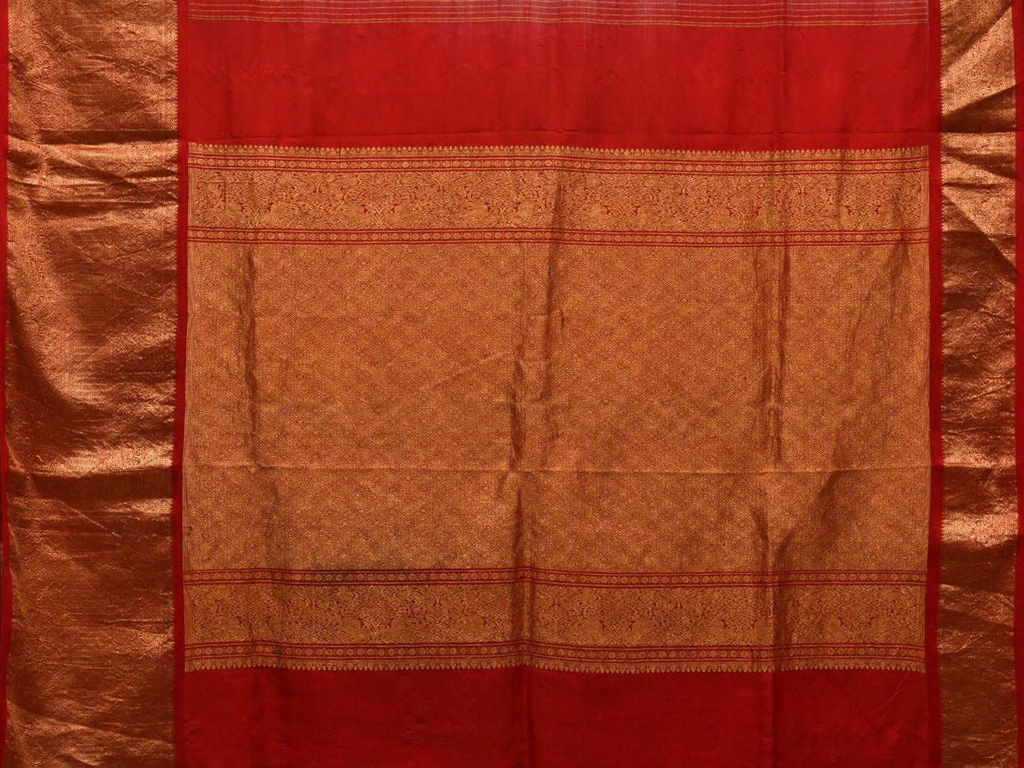 Grey and Red Kalamkari Hand Painted Kanchipuram Silk Handloom Saree with Floral Design KL0664