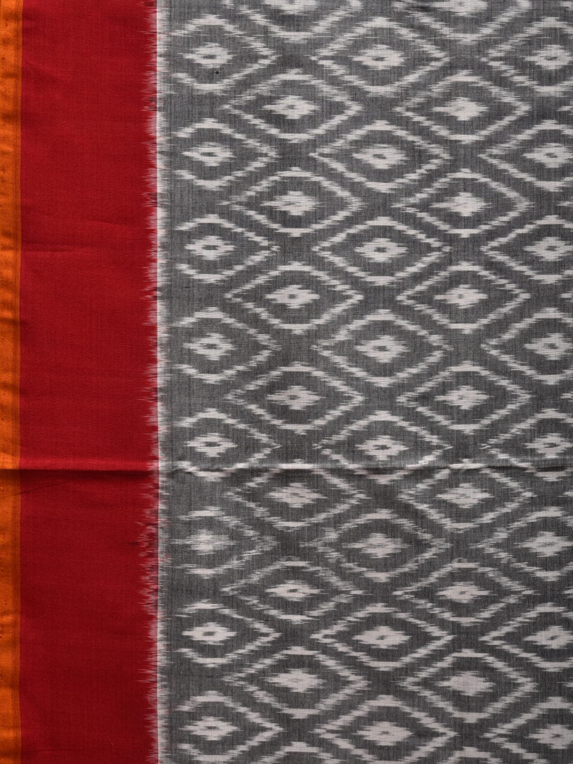 Grey and Red Pochampally Ikat Cotton Handloom Saree with Grill Design i0646