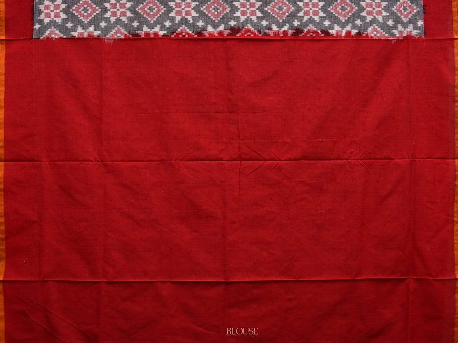 Grey and Red Pochampally Ikat Cotton Handloom Saree with Telia Design i0607