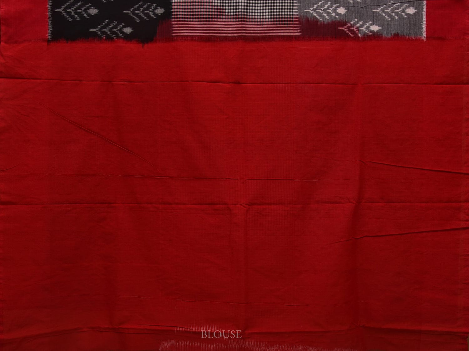 Grey and Red Pochampally Ikat Cotton Handloom Saree with Triple All Over Design i0724