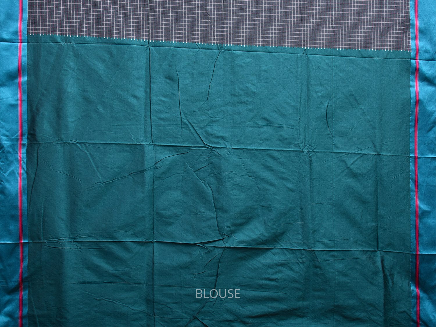 Grey and Teal ilkal Cotton Viscose Saree with Checks Design o0529