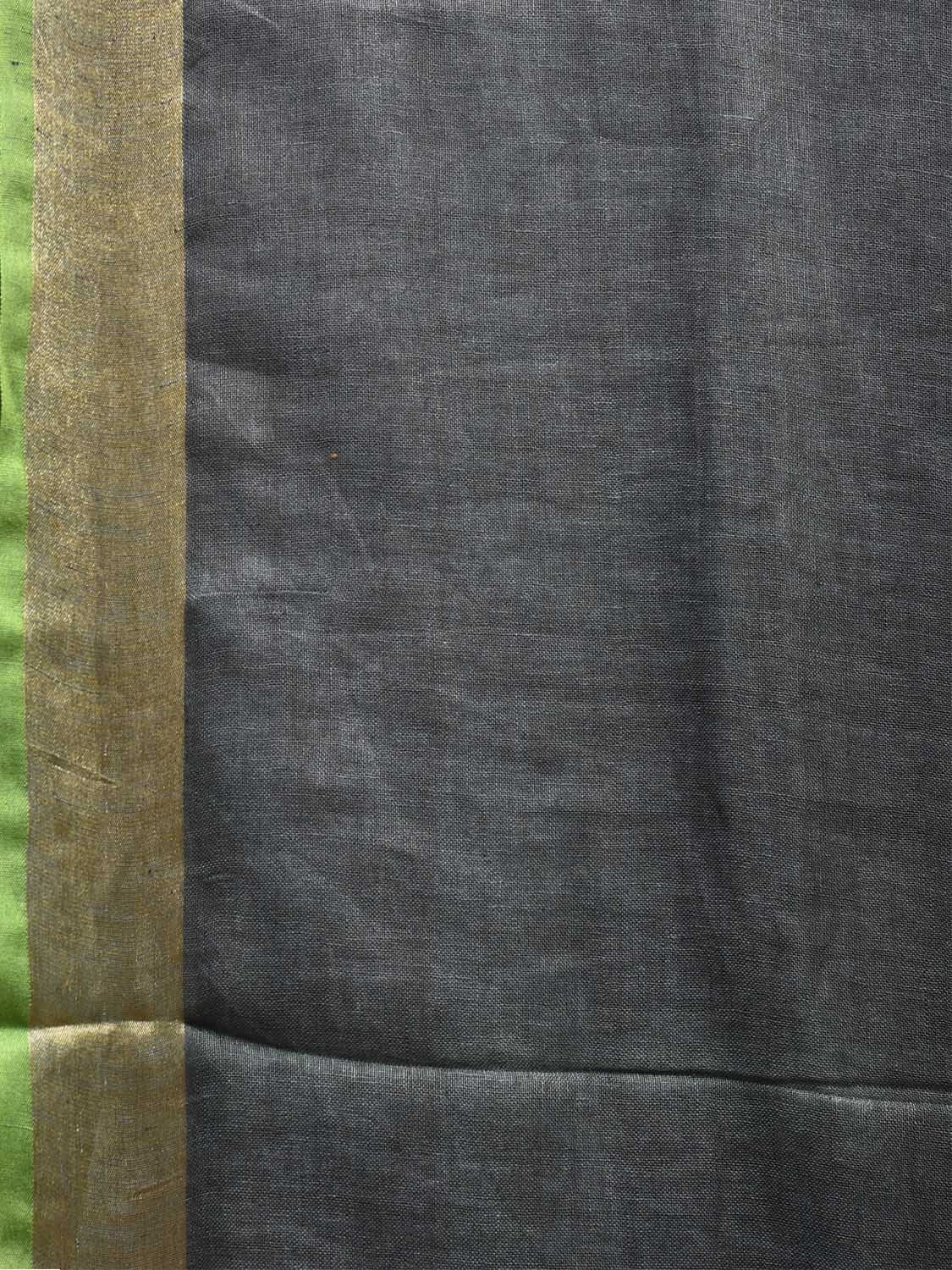 Grey and Turquoise Tussar Plain Saree with Strips Pallu Design o0555