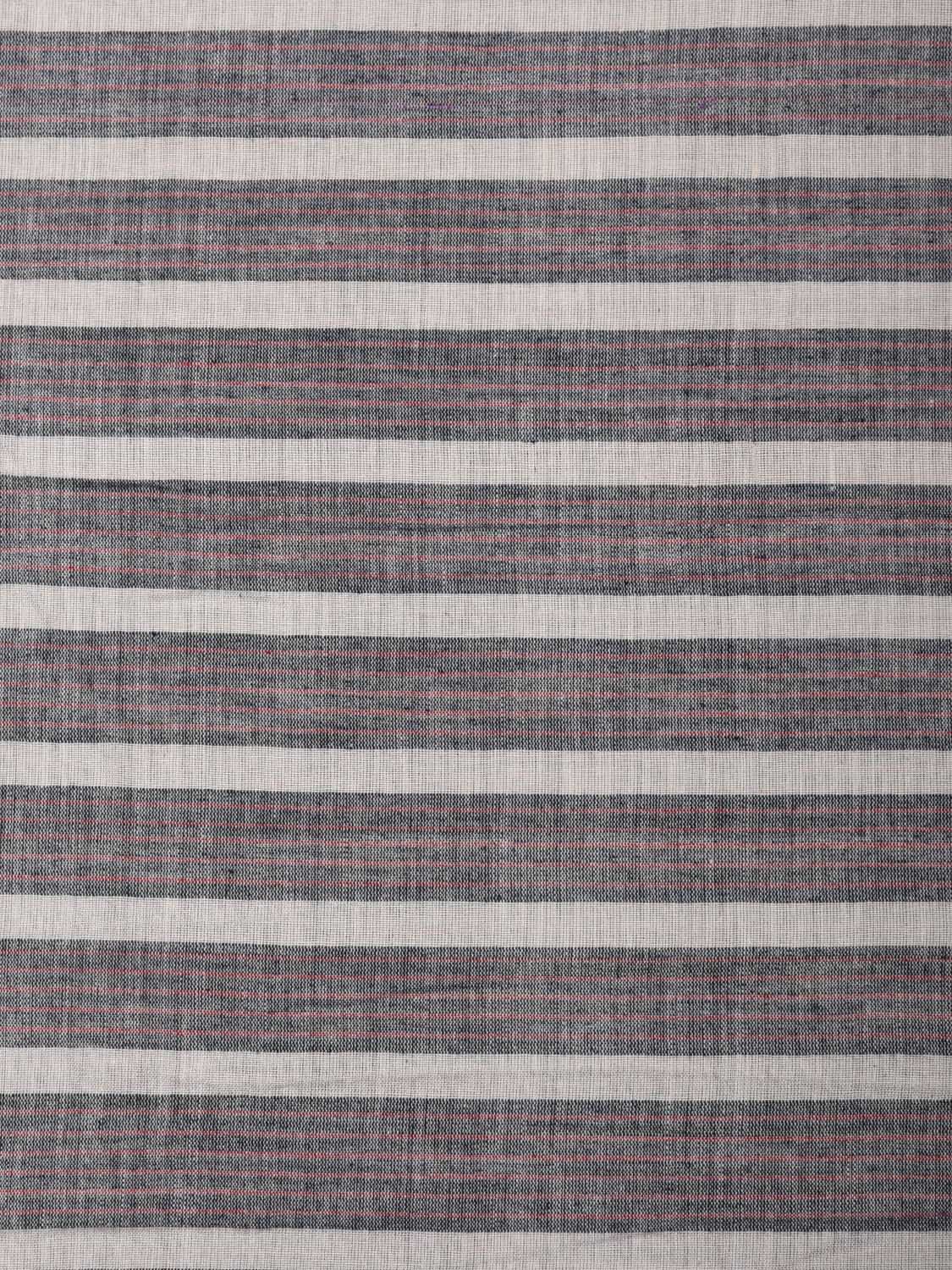 Grey and White Cotton Handloom 2.5mts Fabric With Strips Design f0175