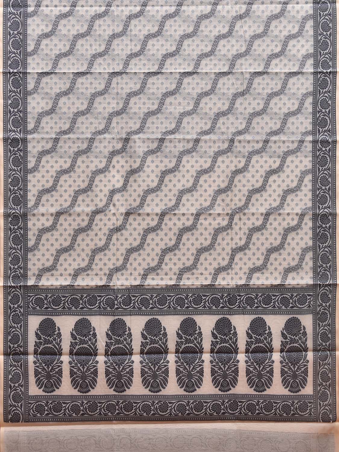 Grey and White Dhakai Jamdani Cotton Viscose Saree with Diagonal Design dj0039