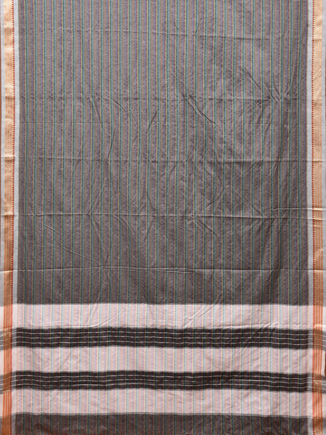 Grey Bamboo Cotton Saree with Checks Design No Blouse bc0194