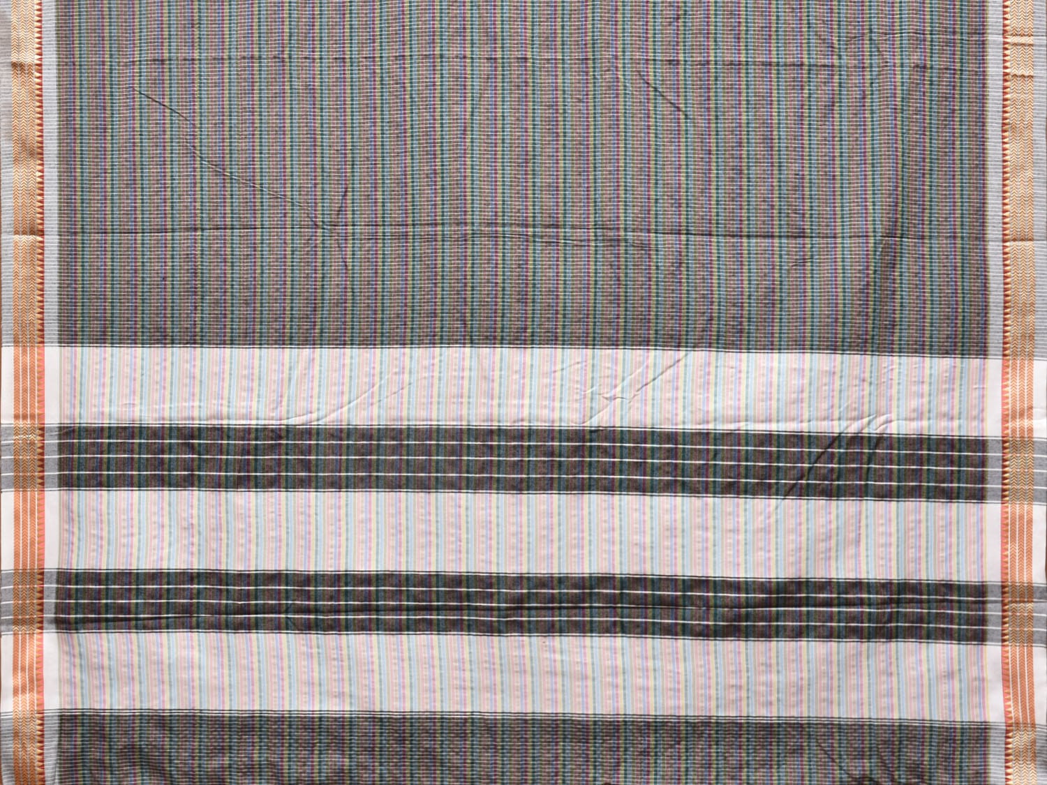 Grey Bamboo Cotton Saree with Checks Design No Blouse bc0194