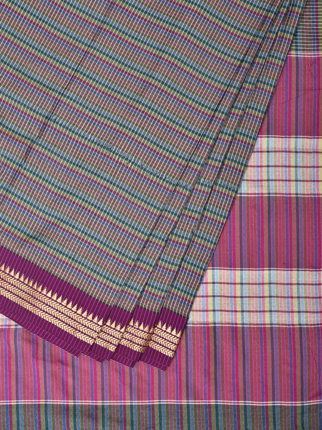 Grey Bamboo Cotton Saree with Checks Design No Blouse bc0195