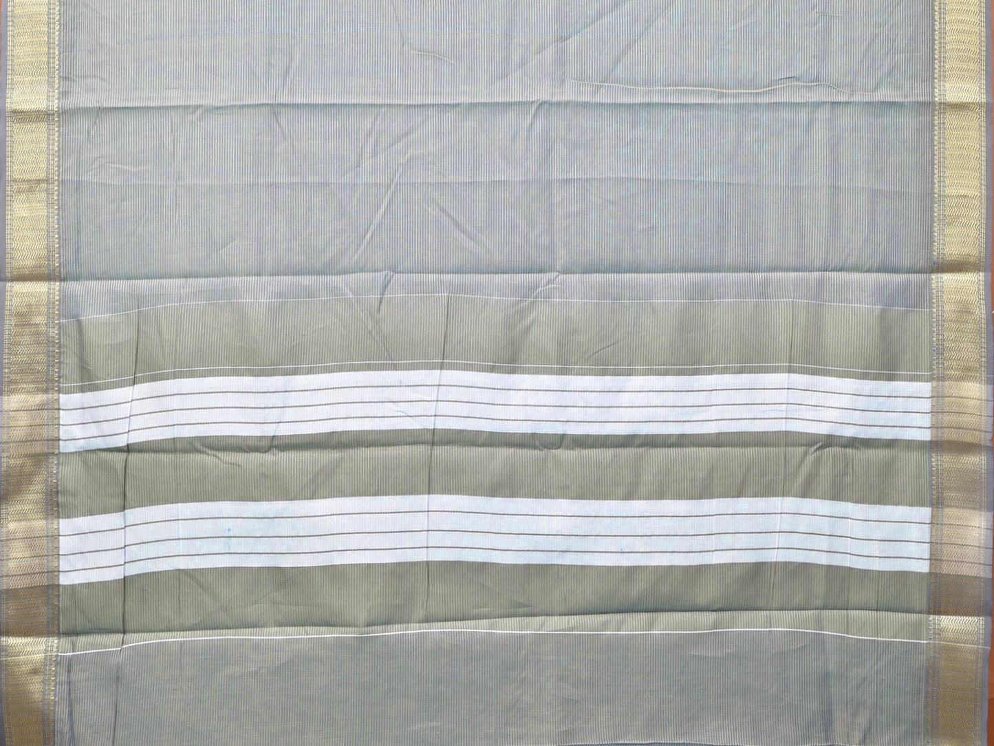 Grey Bamboo Cotton Saree with Strips Design bc0123