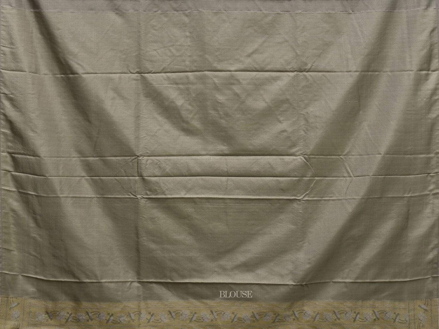 Grey Banaras Silk Handloom Saree with Round Buta and Border Design b0293