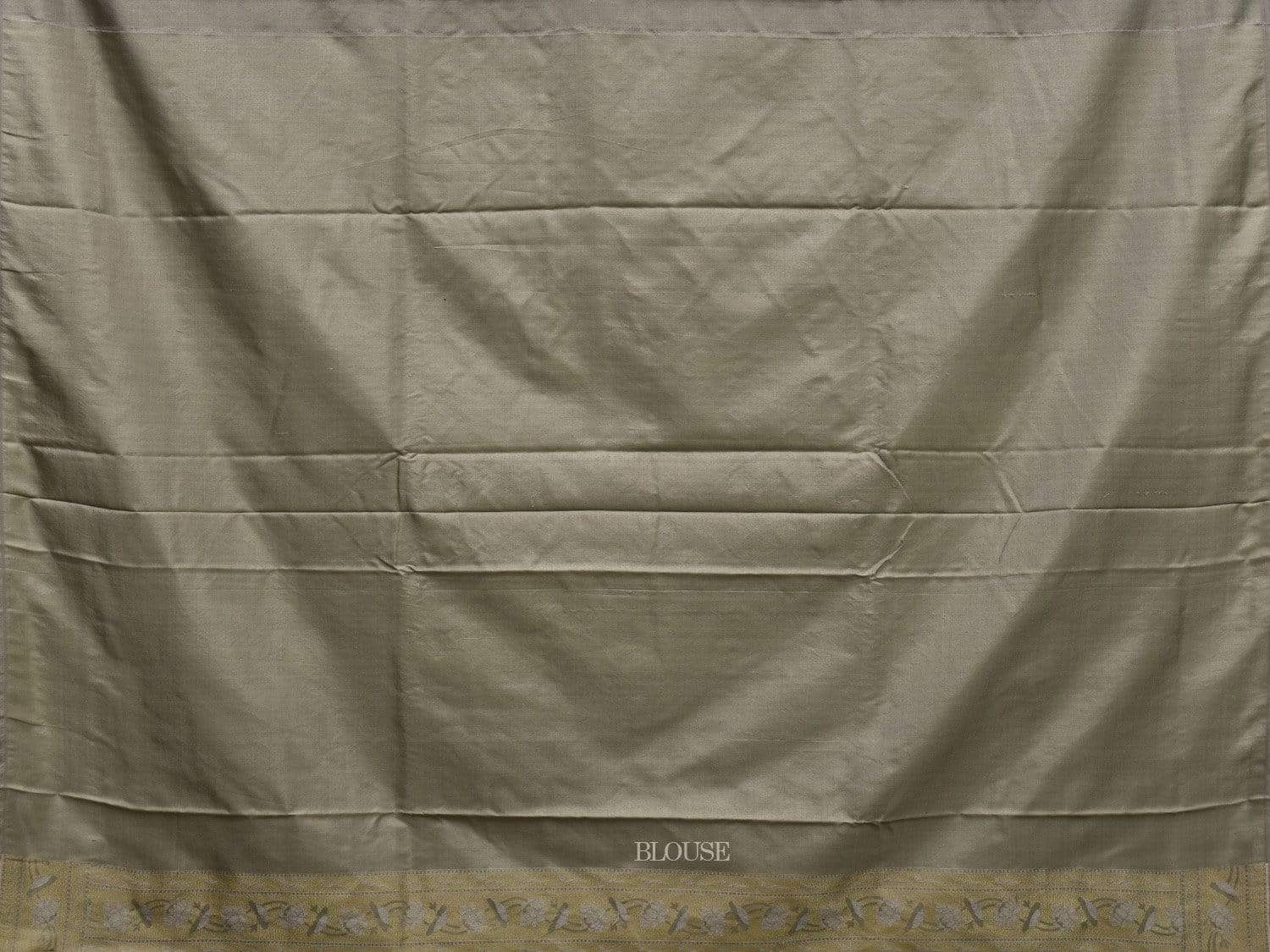 Grey Banaras Silk Handloom Saree with Round Buta and Border Design b0293