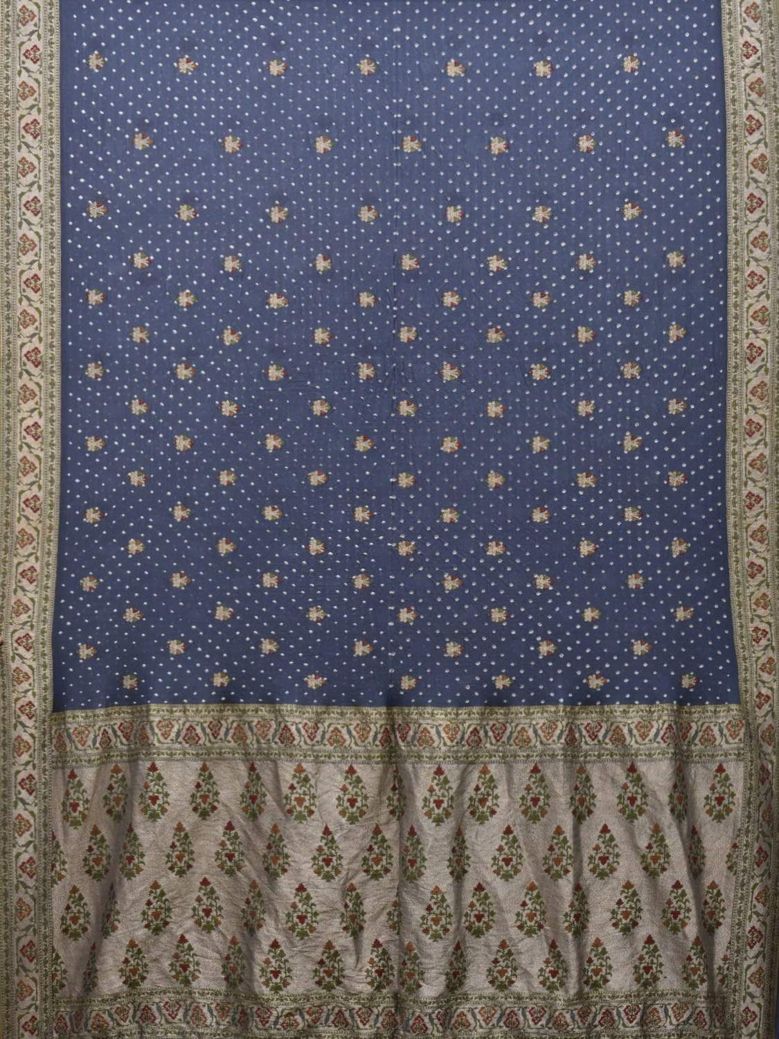 Grey Bandhani Banaras Georgette Saree with Border and Buta Design bn0255