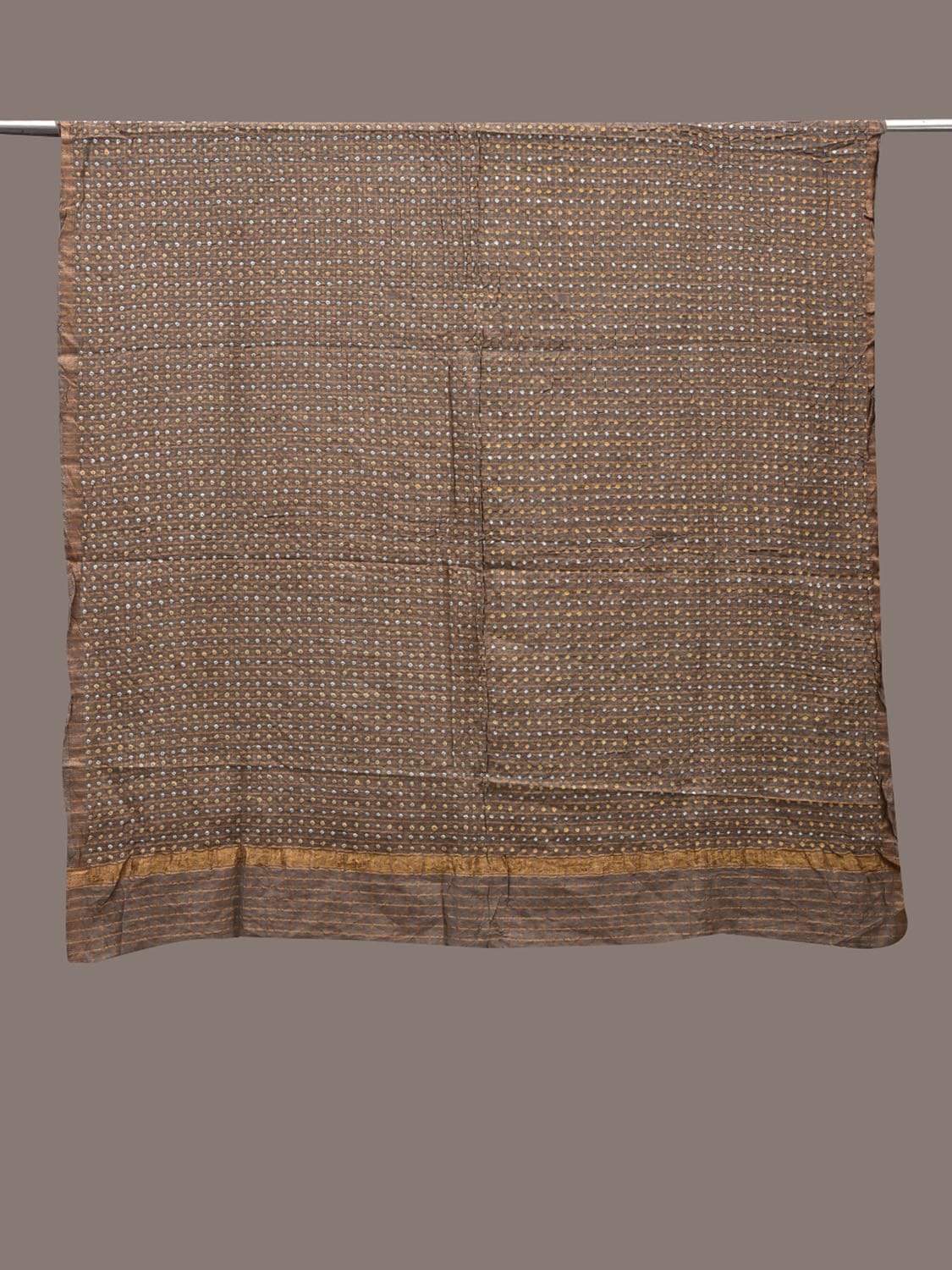 Grey Bandhani Cotton Handloom Dupatta with Zari Checks Design ds2502