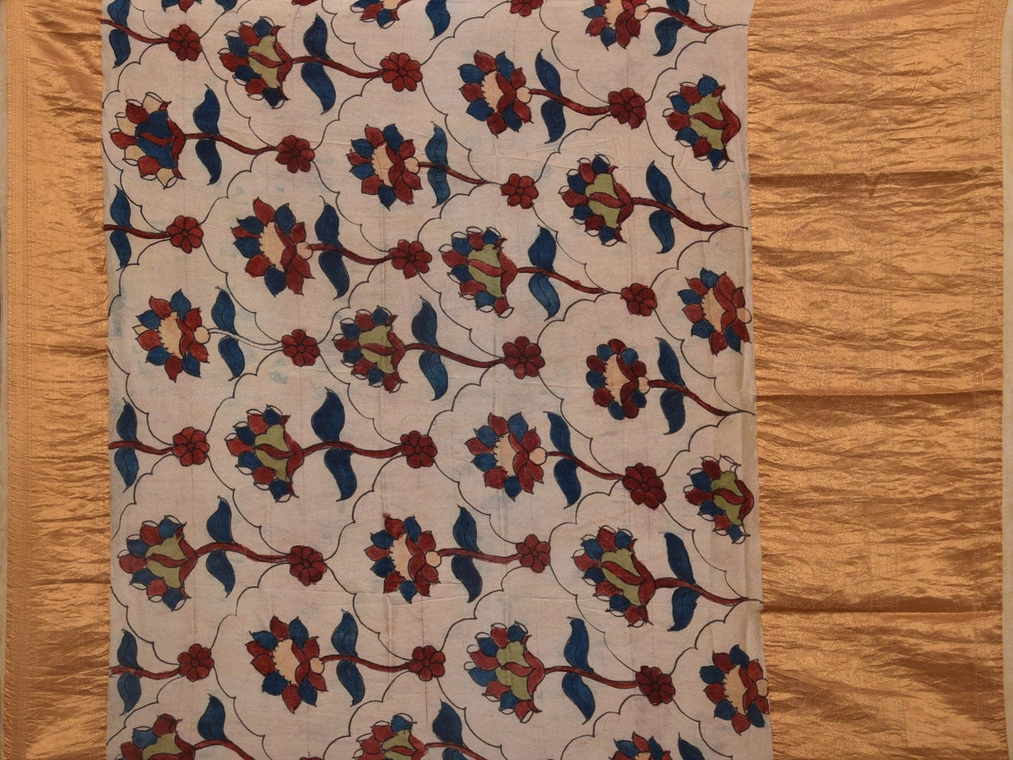 Grey Bandhani Kanchipuram Silk Handloom Saree with Kalamkari Pallu and Blouse Design bn0417