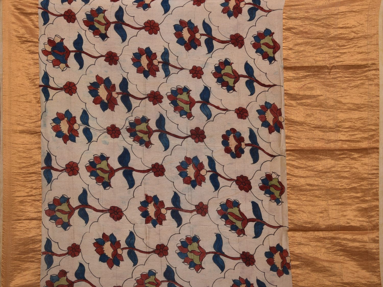 Grey Bandhani Kanchipuram Silk Handloom Saree with Kalamkari Pallu and Blouse Design bn0417