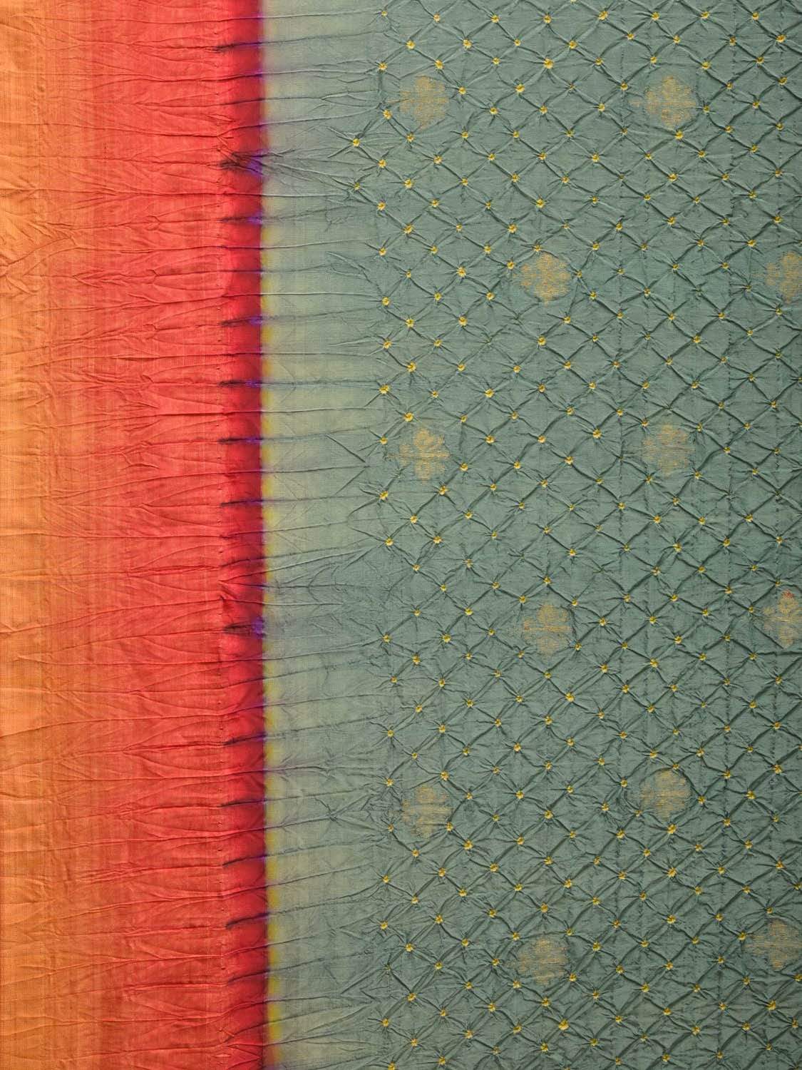 Grey Bandhani Kanchipuram Silk Handloom Saree with Pallu Design bn0213