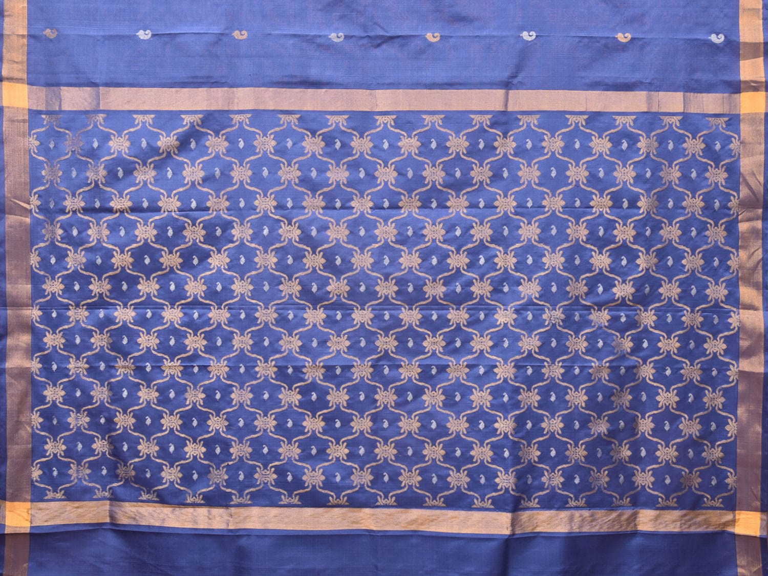 Grey Blue Uppada Silk Handloom Saree with Grill Pallu Design u2029