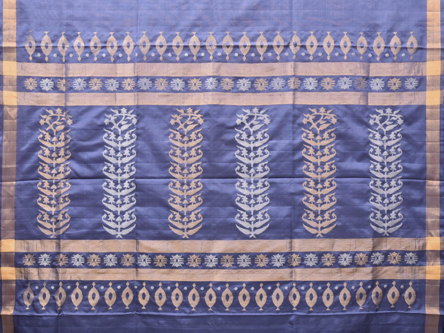 Grey Blue Uppada Silk Handloom Saree with Karpur Pallu Design u2020