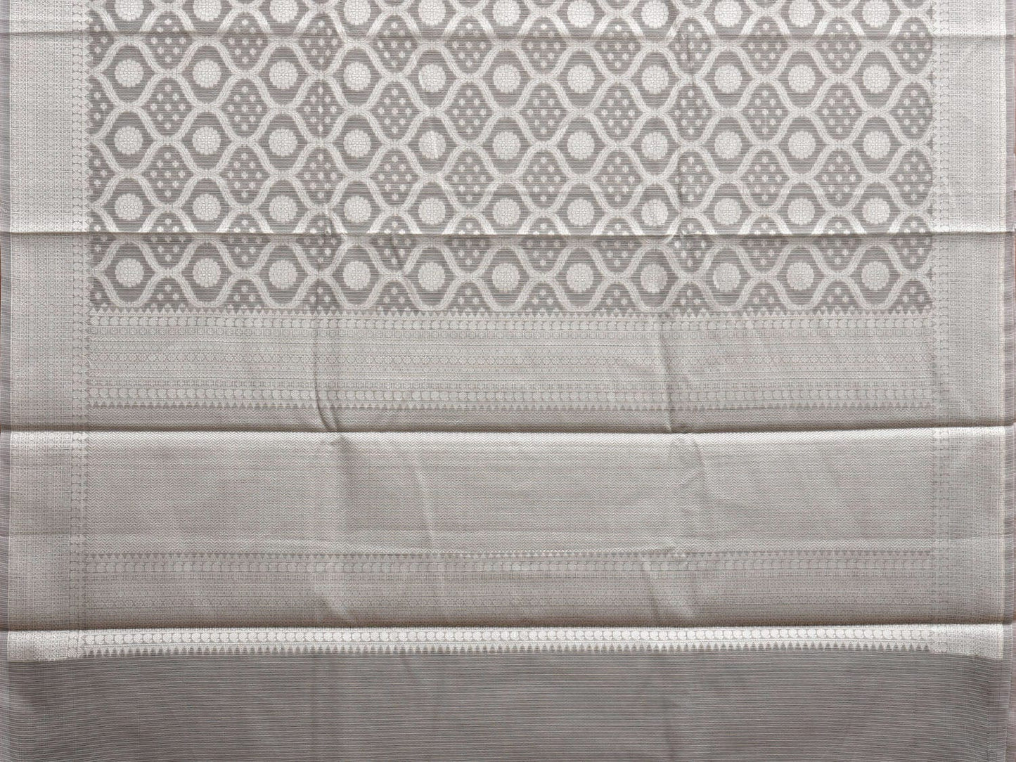 Grey Dhakai Jamdani Cotton Viscose Saree with All Over Grill Design dj0069