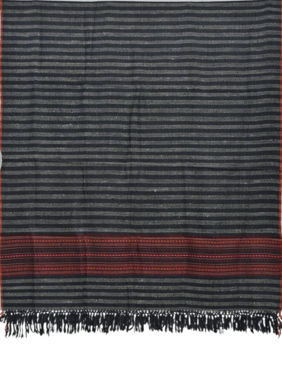 Grey Hand Woven Woolen Shawl Dupatta with Strips Design ds1862