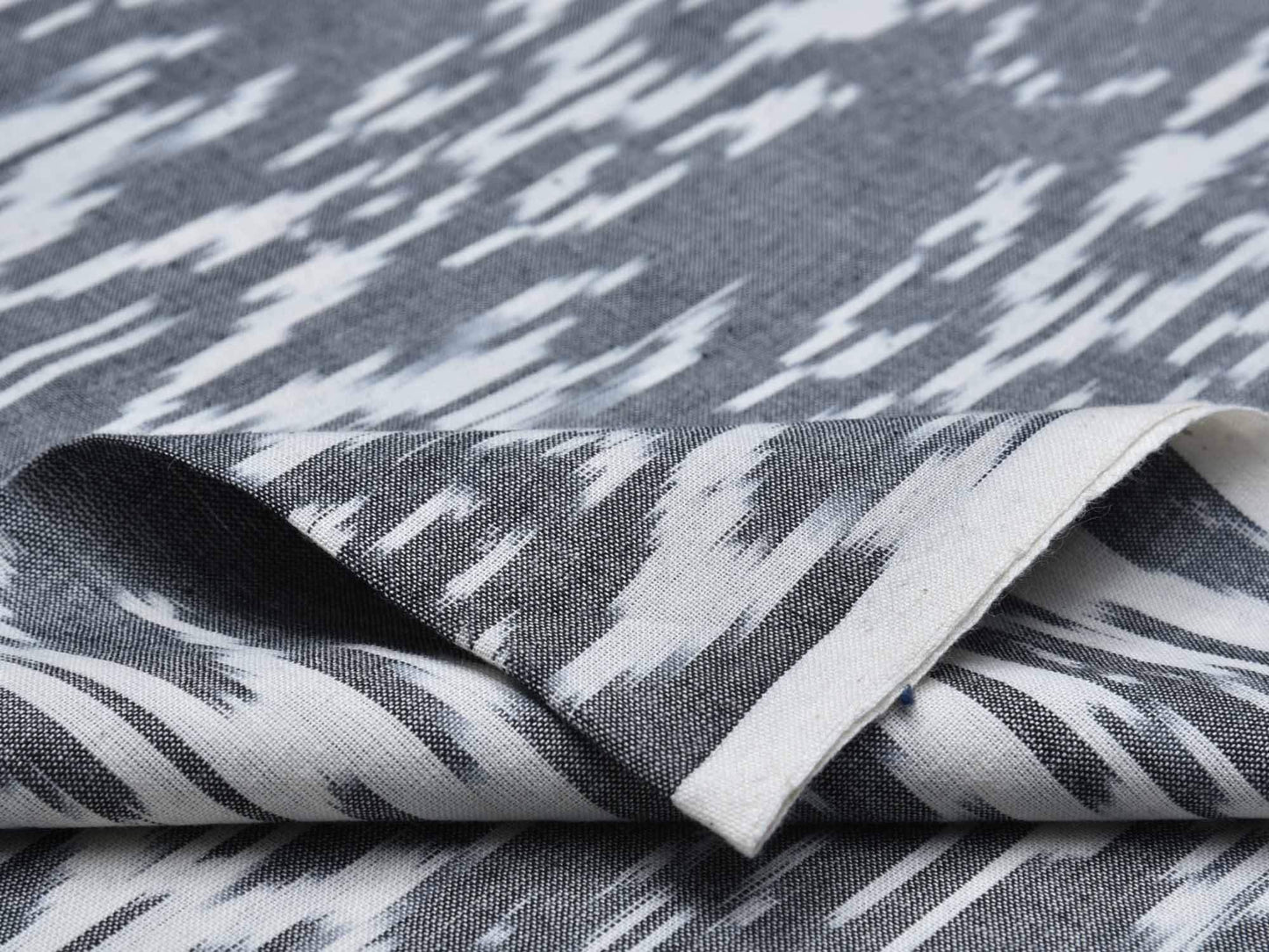 Grey Ikat Cotton Handloom Fabric With Abstract Design F0091
