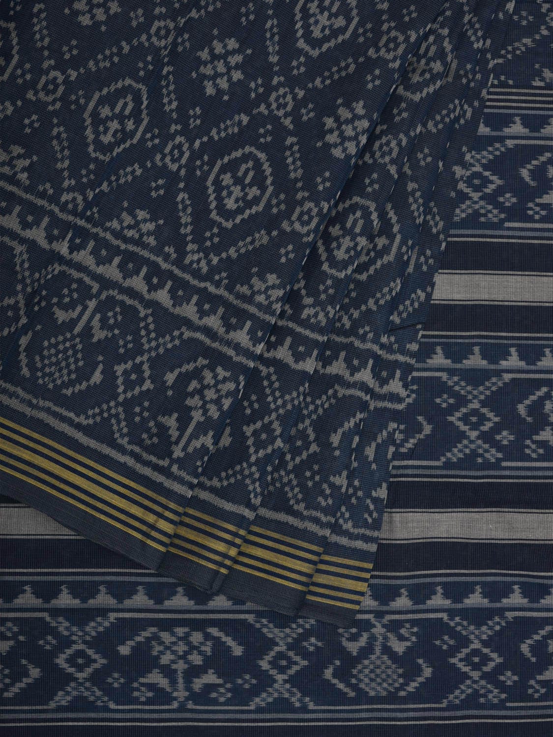 Grey Ikat Cotton Handloom Saree with All Over Design i0725