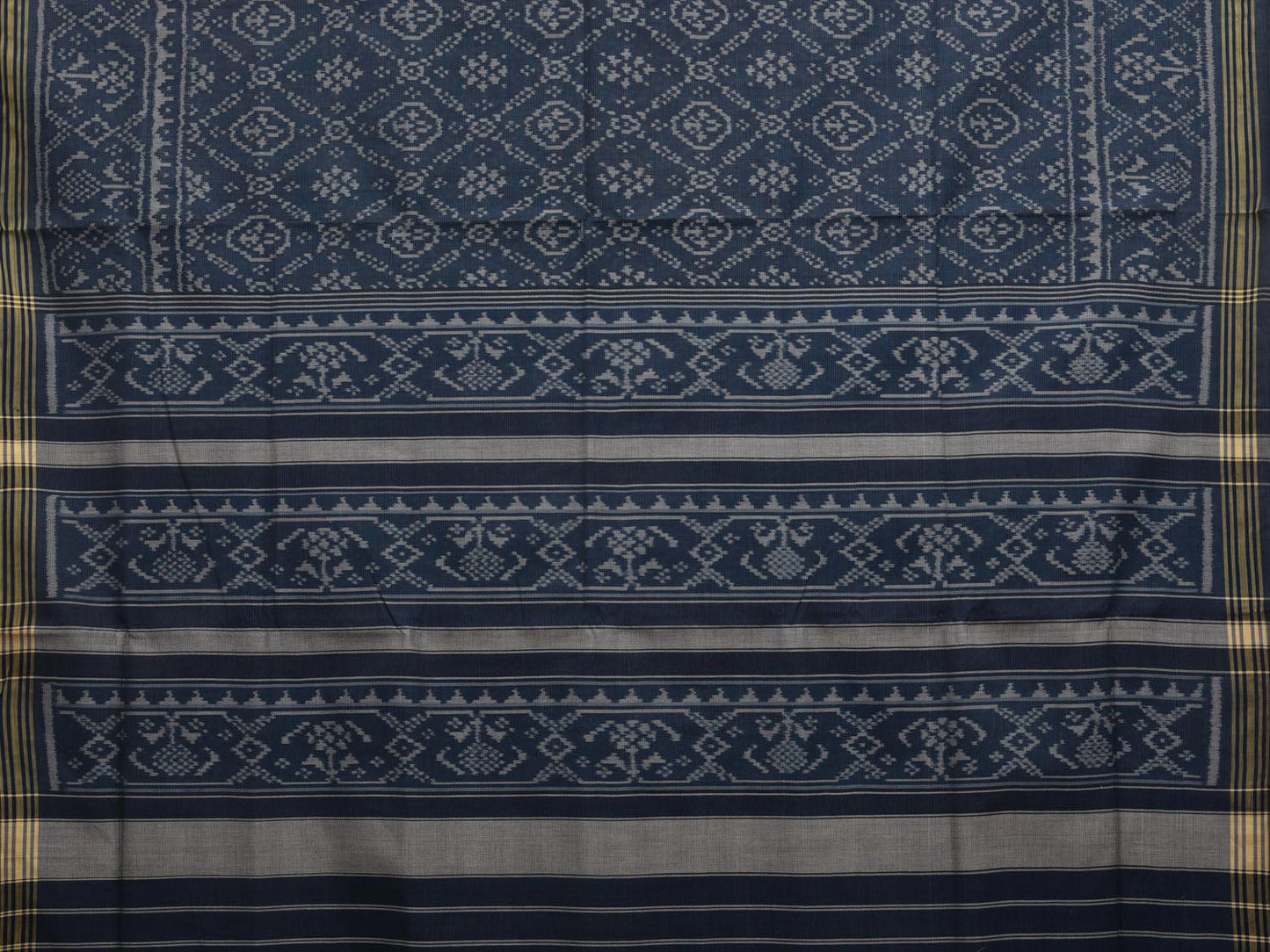 Grey Ikat Cotton Handloom Saree with All Over Design i0725