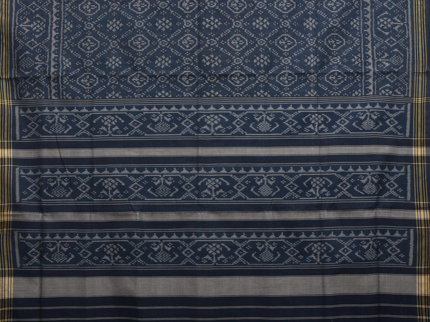 Grey Ikat Cotton Handloom Saree with All Over Design i0725