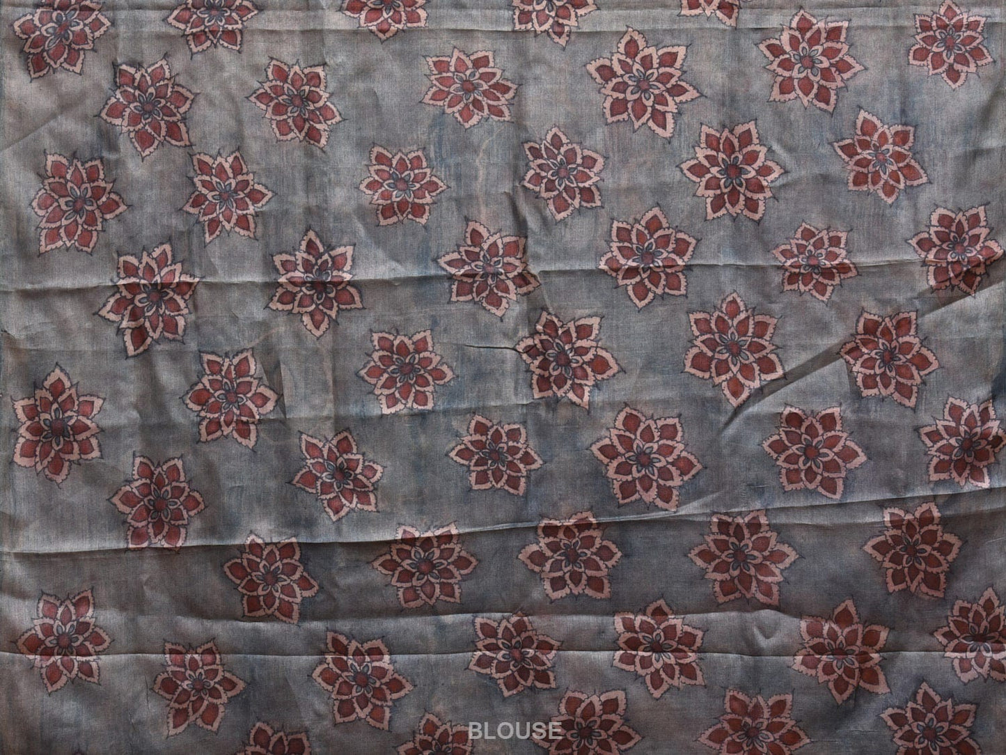 Grey Kalamkari Hand Painted Tussar Handloom Saree with Floral and Peacock Pallu Design KL0778