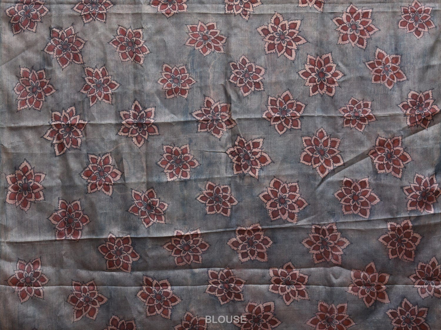 Grey Kalamkari Hand Painted Tussar Handloom Saree with Floral and Peacock Pallu Design KL0778