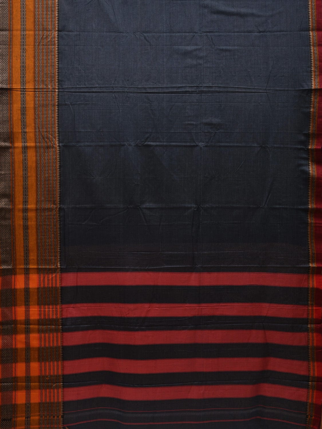 Grey Kanchi Cotton Plain Saree wtih One Side Border Design o0322