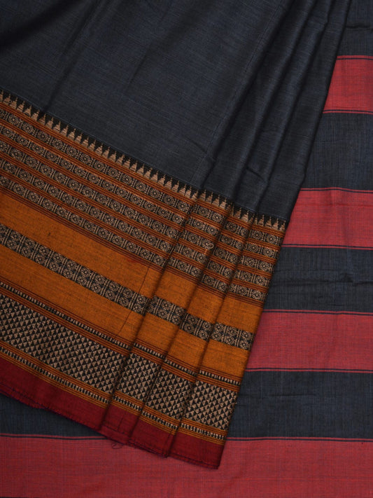 Grey Kanchi Cotton Plain Saree wtih One Side Border Design o0322