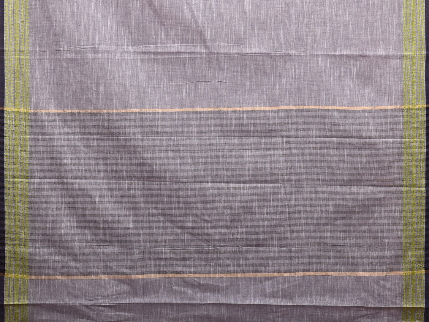 Grey Kanchipuram Cotton Handloom Saree with Strips Pallu Design k0552