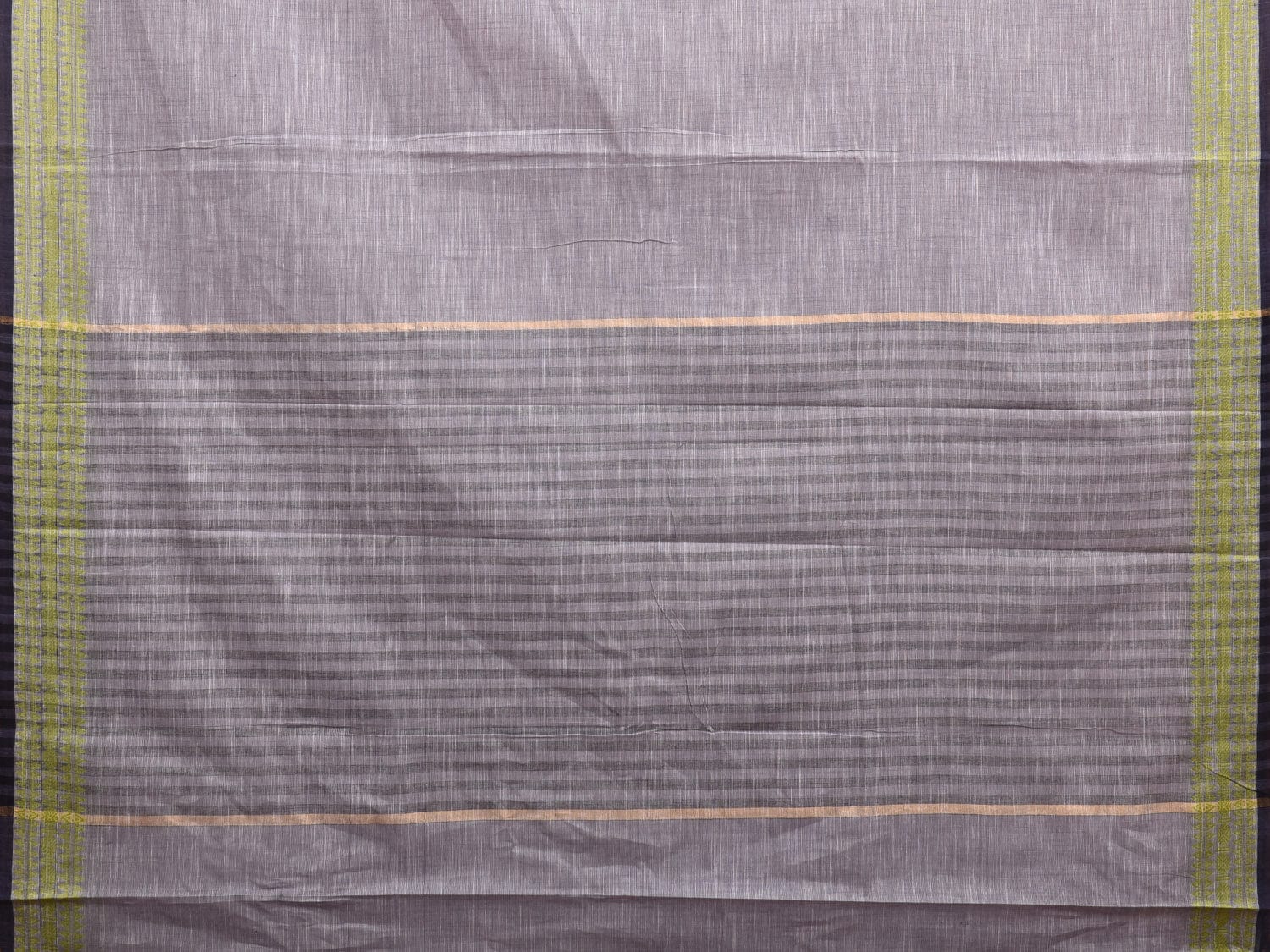 Grey Kanchipuram Cotton Handloom Saree with Strips Pallu Design k0552