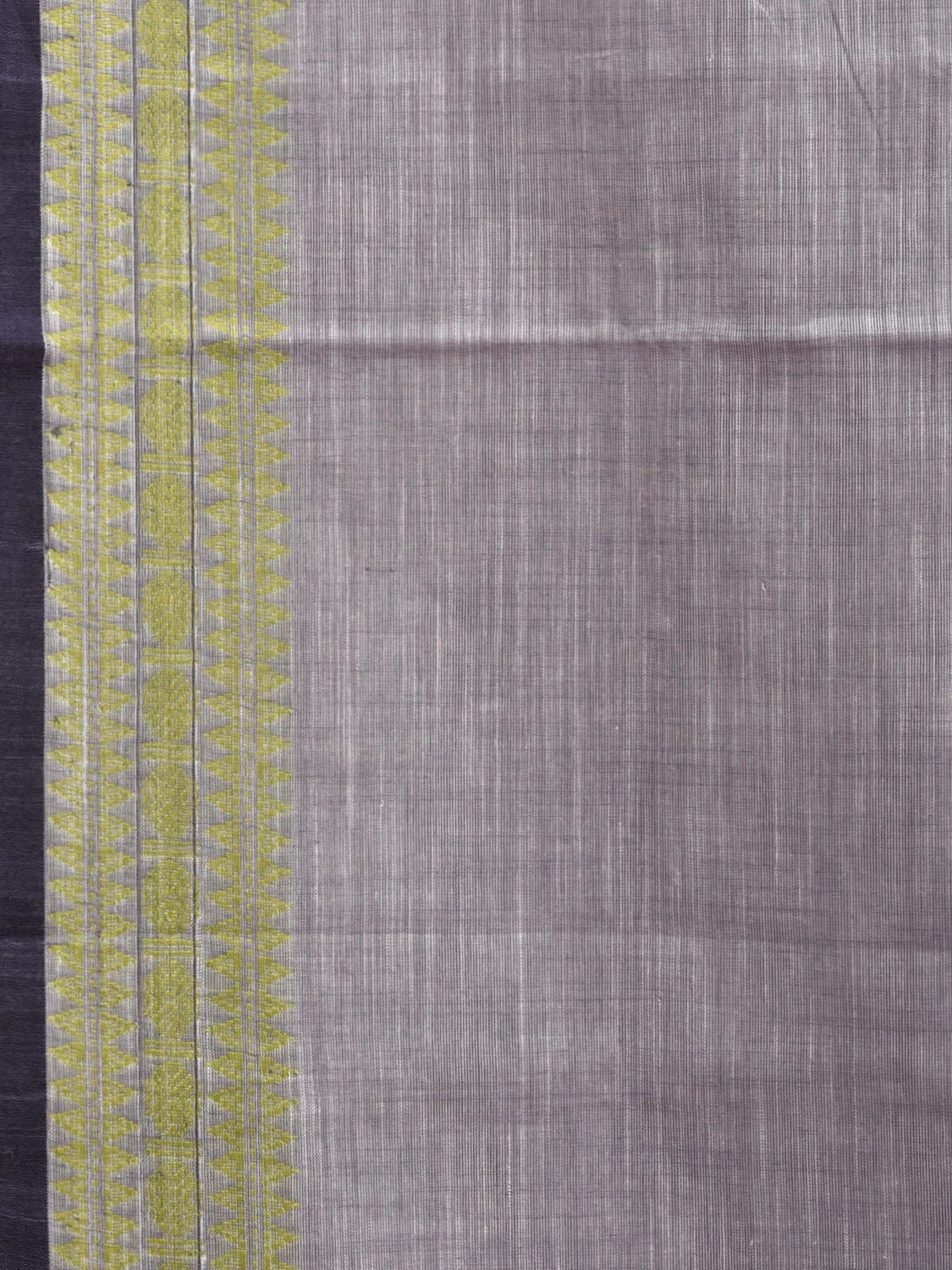 Grey Kanchipuram Cotton Handloom Saree with Strips Pallu Design k0552