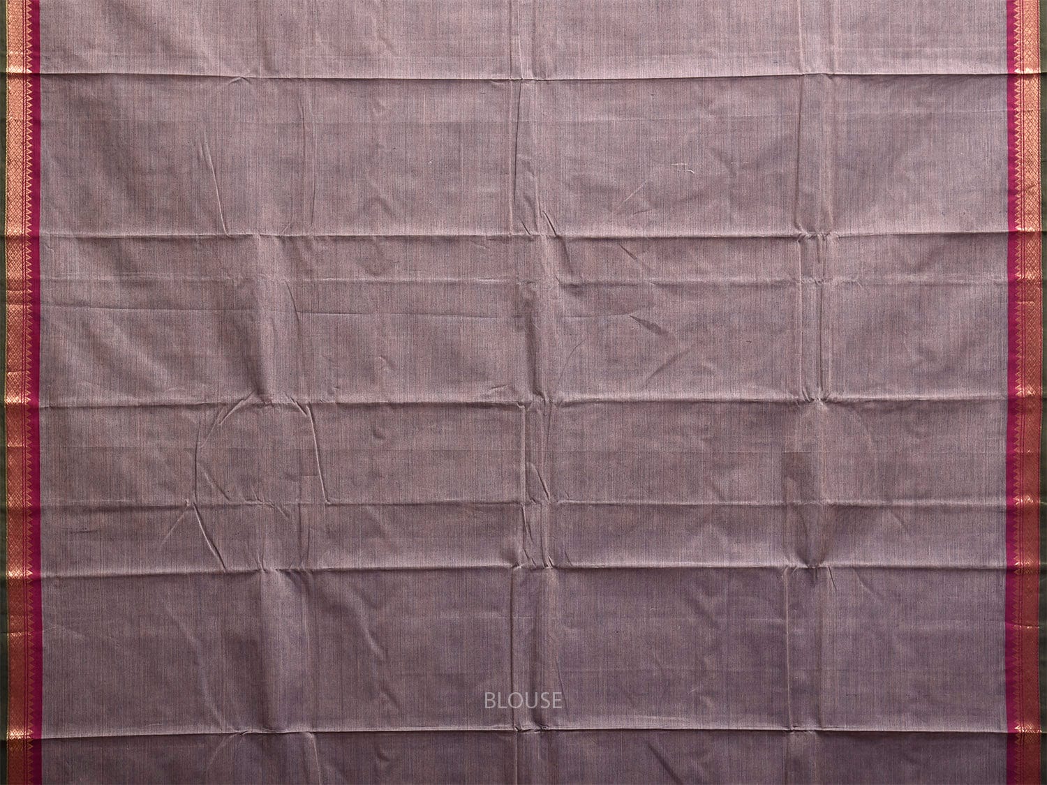 Grey Kanchipuram Cotton Plain Saree with Strips and Small Border Design k0859