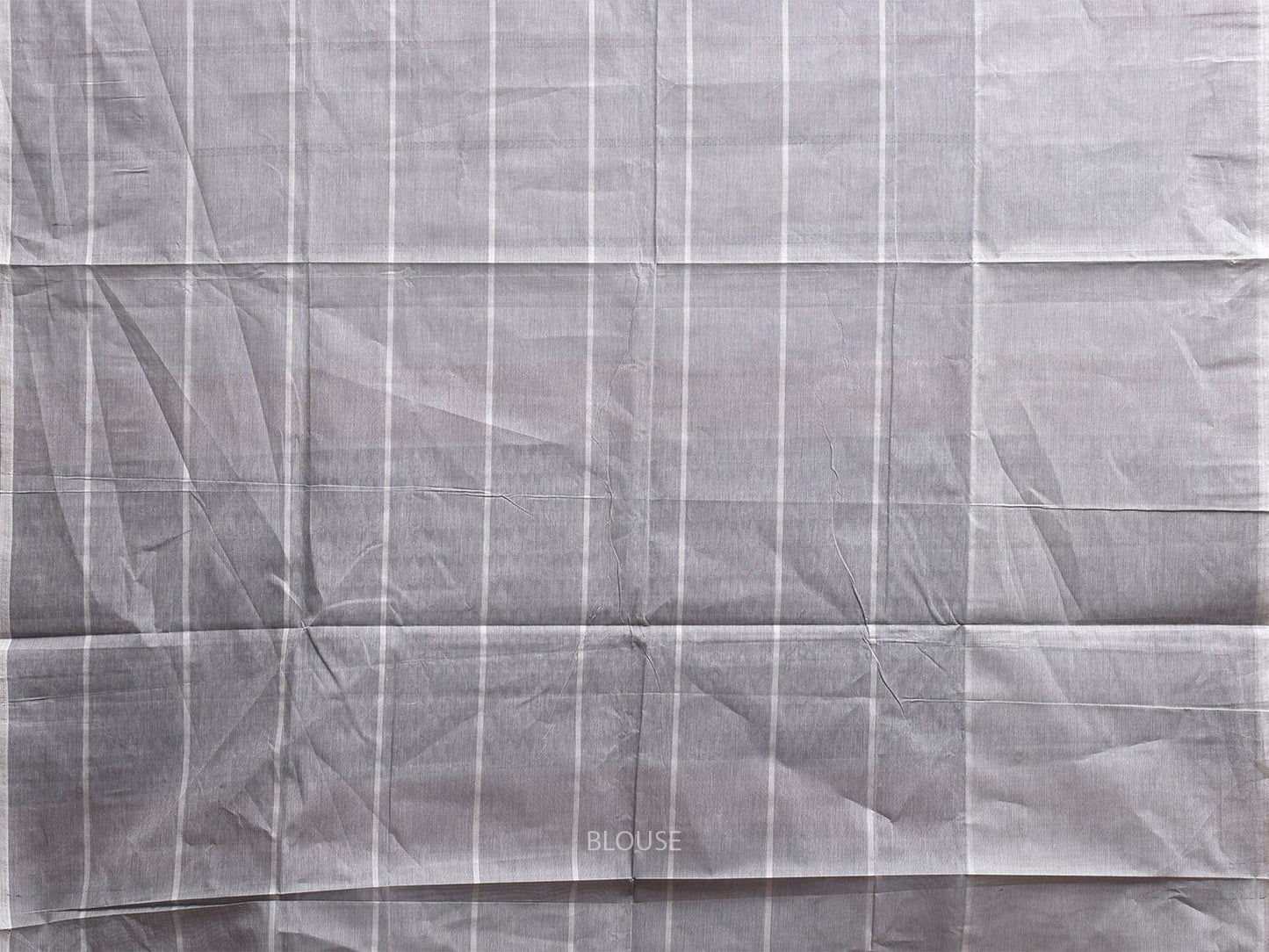 Grey Kanchipuram Cotton Saree with Big Checks and Mango Border Design k0839