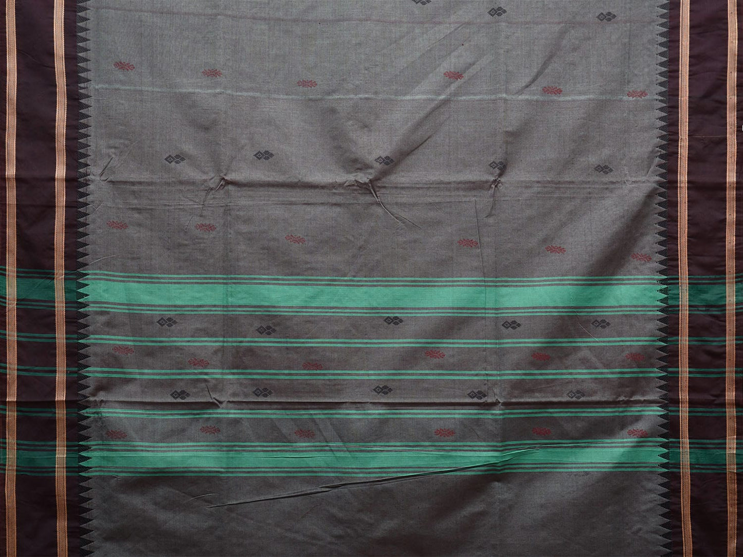 Grey Kanchipuram Cotton Saree with Strips Pallu Design k0798