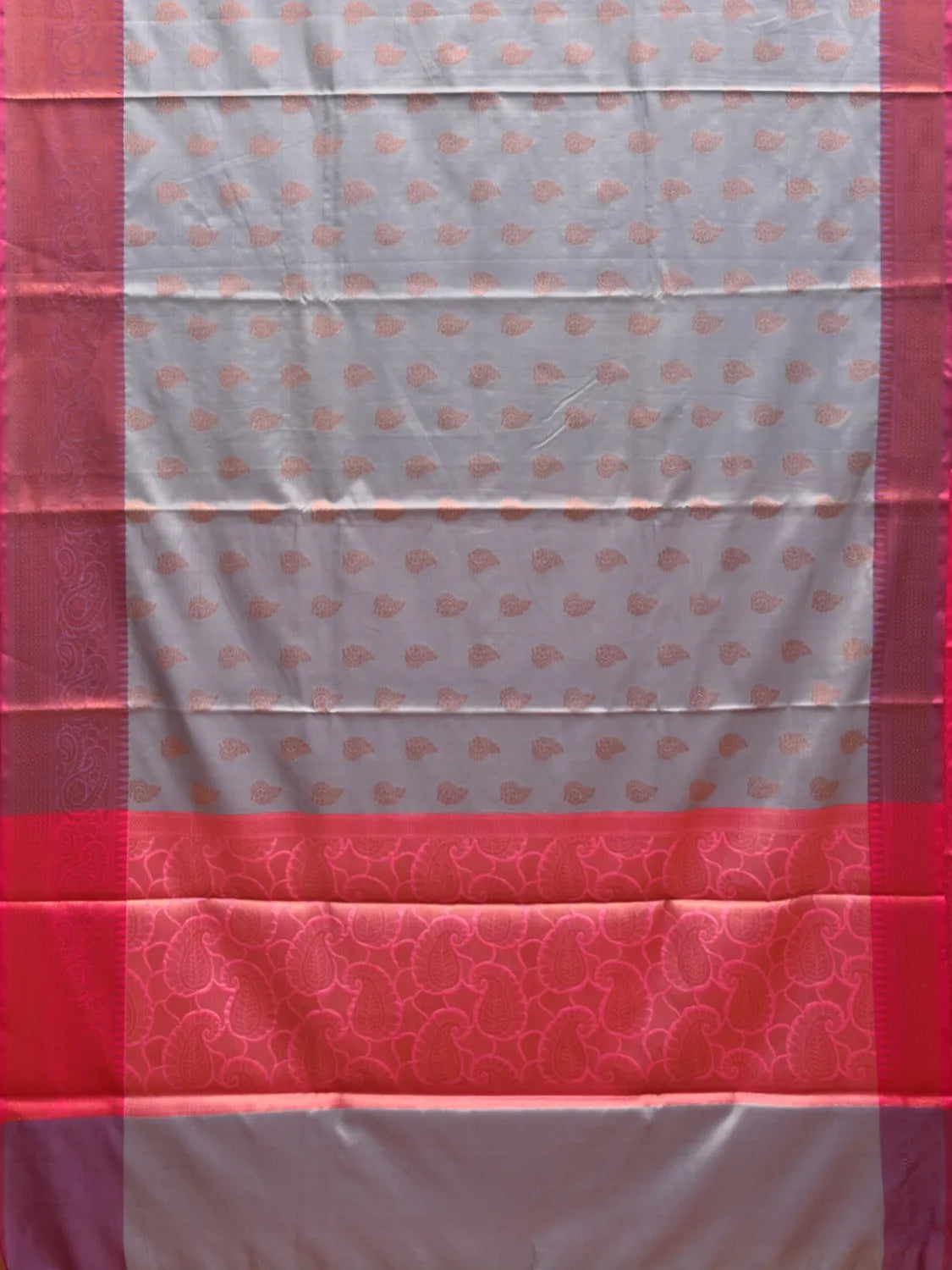 Grey Katan Silk Saree with Border and Body Butta Design b0141ds