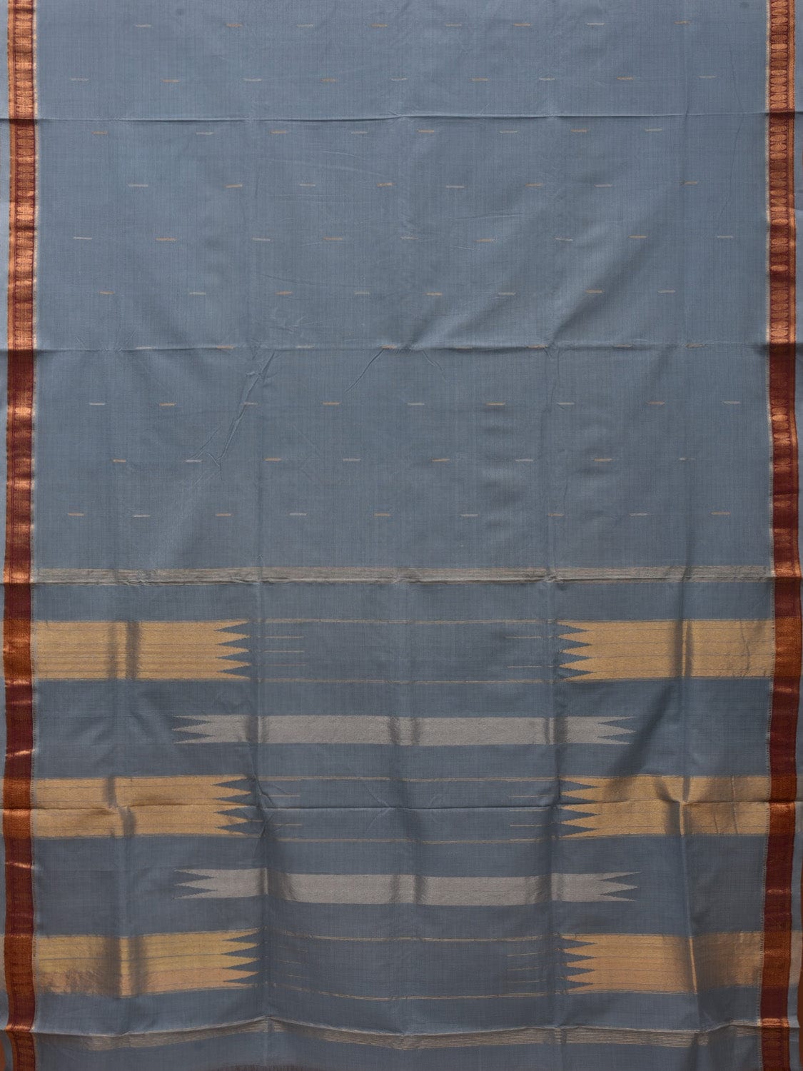 Grey Khadi Cotton Handloom Saree with Doby Border Design kh0571