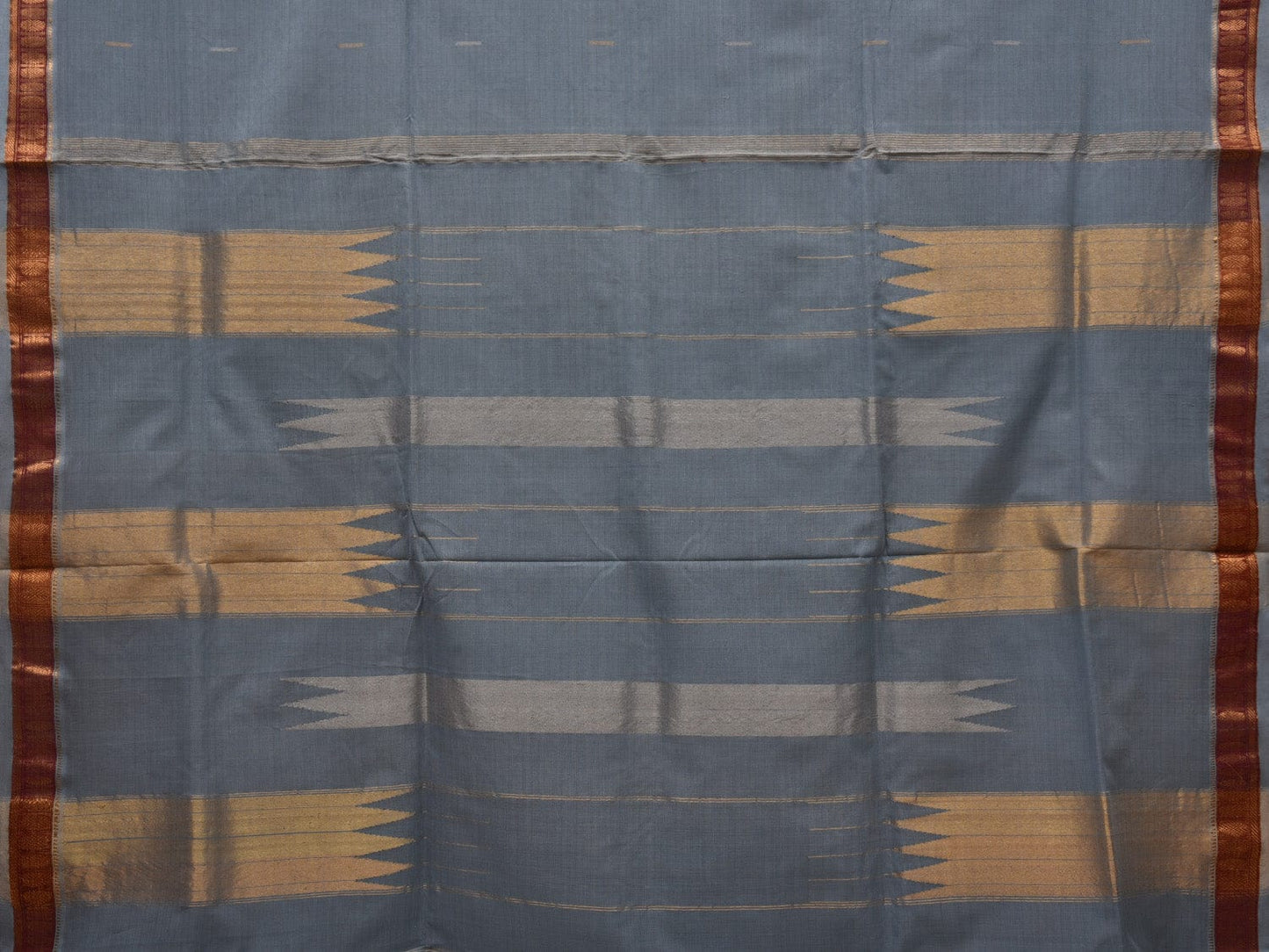 Grey Khadi Cotton Handloom Saree with Doby Border Design kh0571