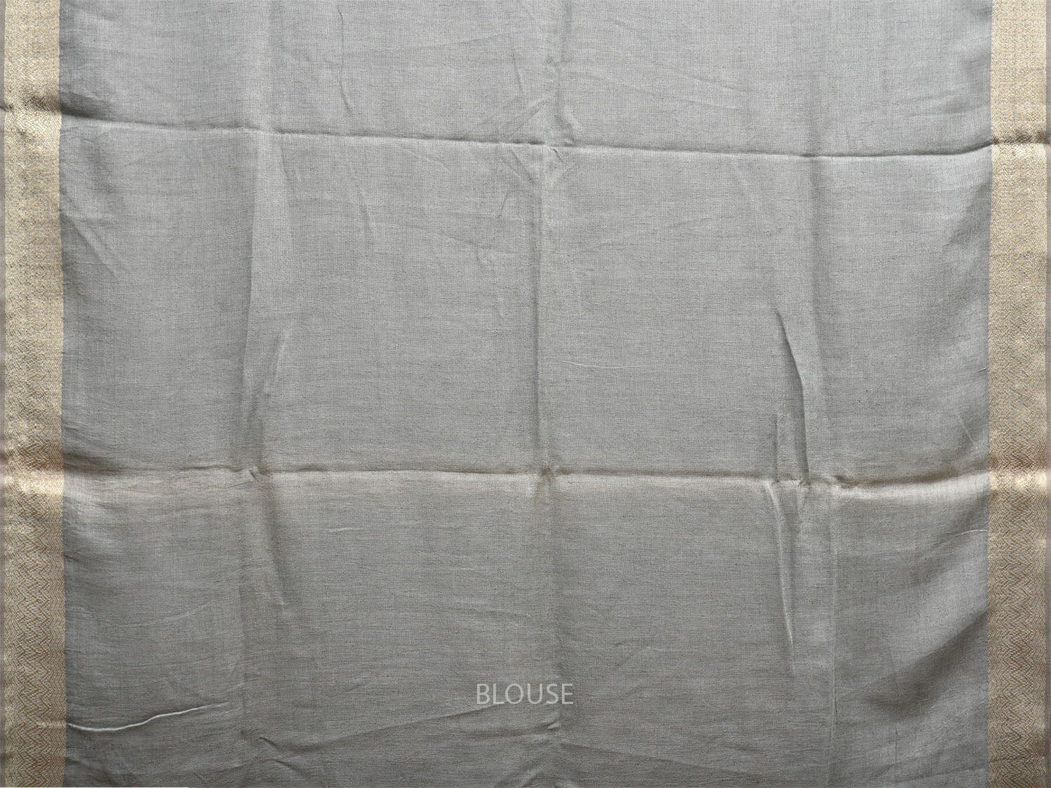 Grey Linen Cotton Plain Saree with Strips Pallu Design o0564