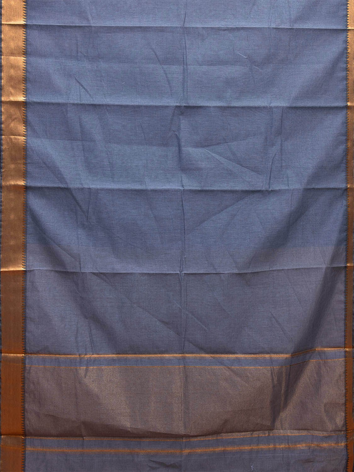 Grey Mangalgiri Cotton Handloom Saree with Strips and Zari Border Design No Blouse mn0079