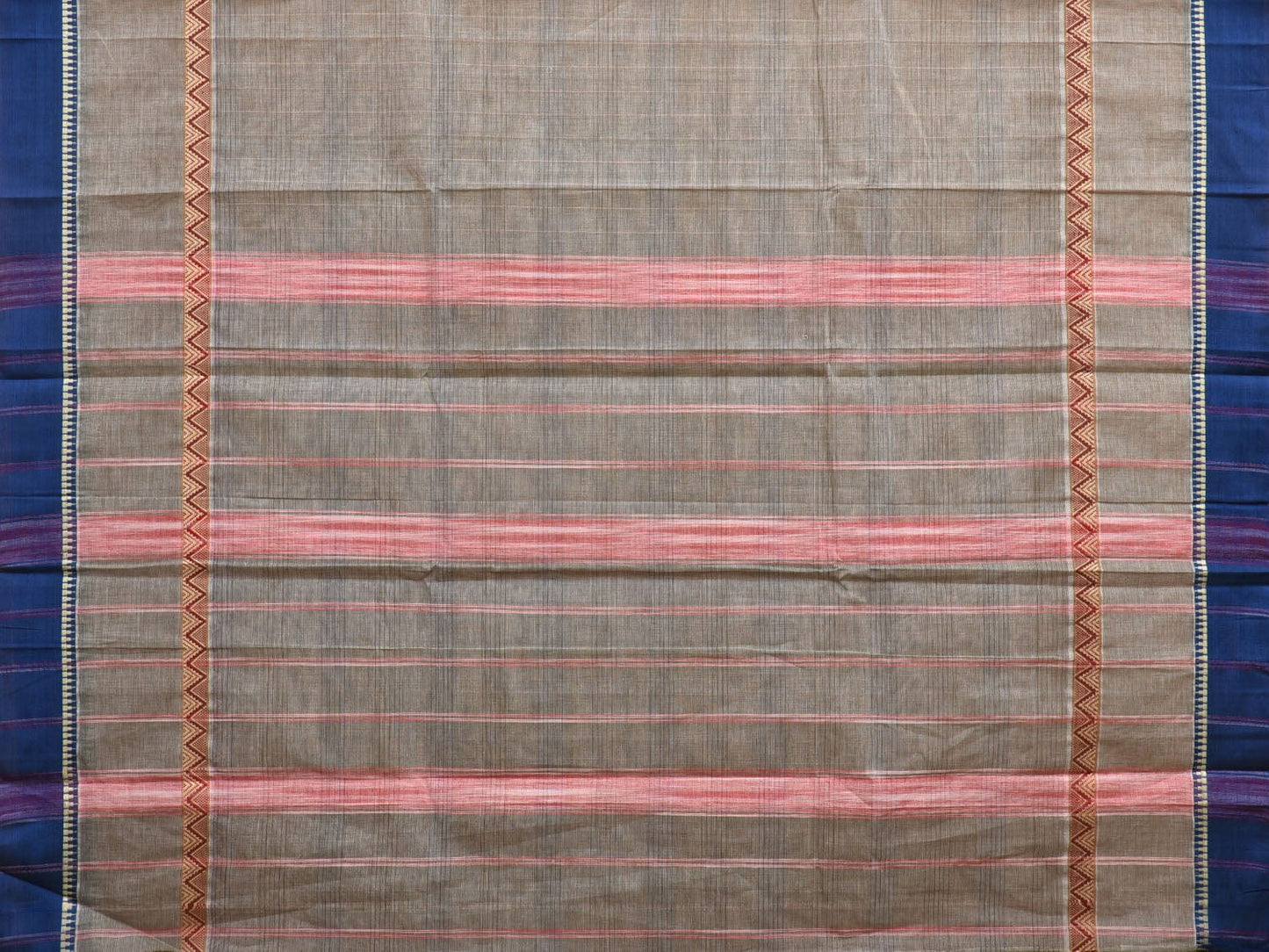 Grey Narayanpet Cotton Handloom Saree with Big Border Design No Blouse np0836