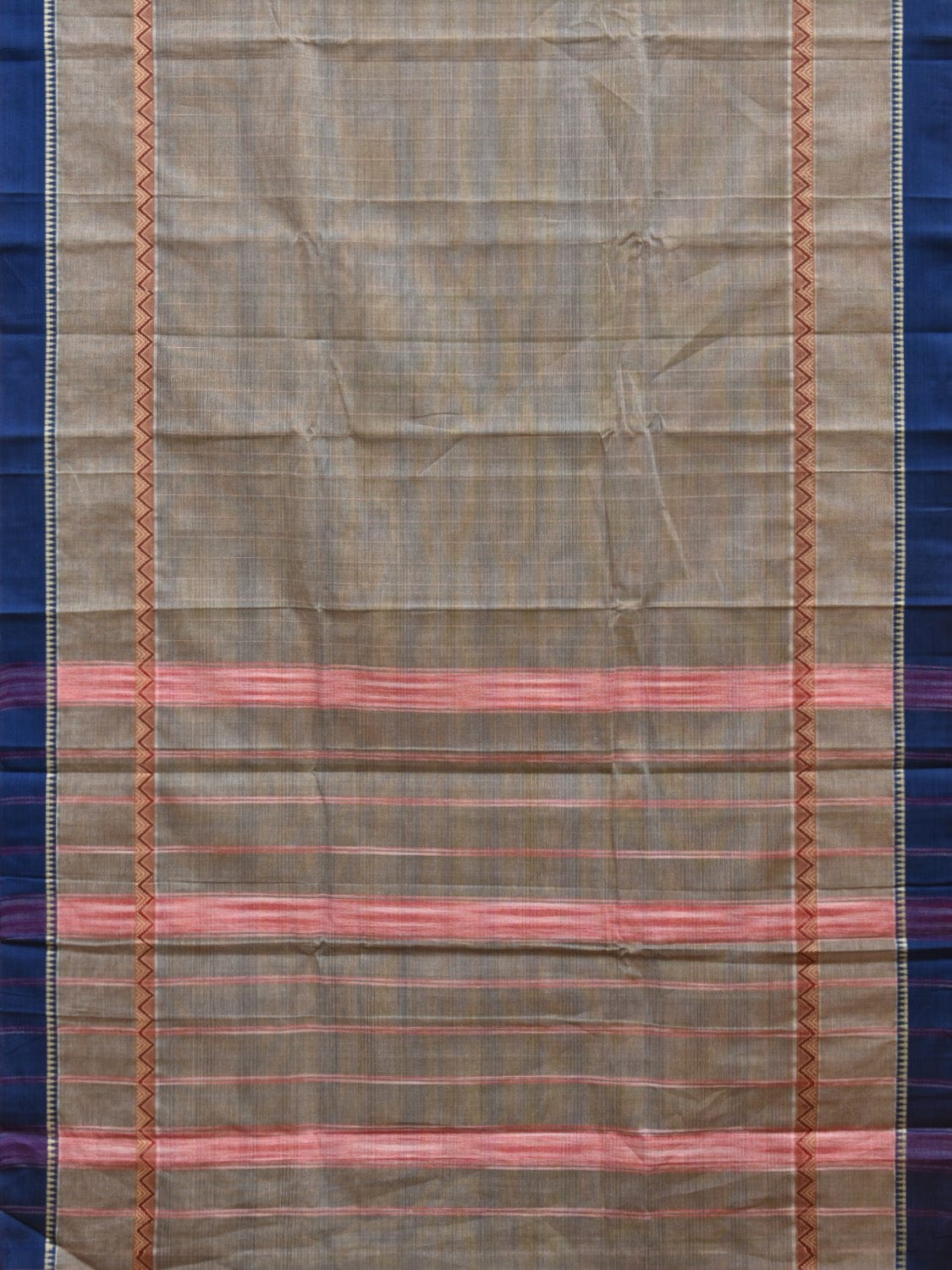 Grey Narayanpet Cotton Handloom Saree with Big Border Design No Blouse np0836