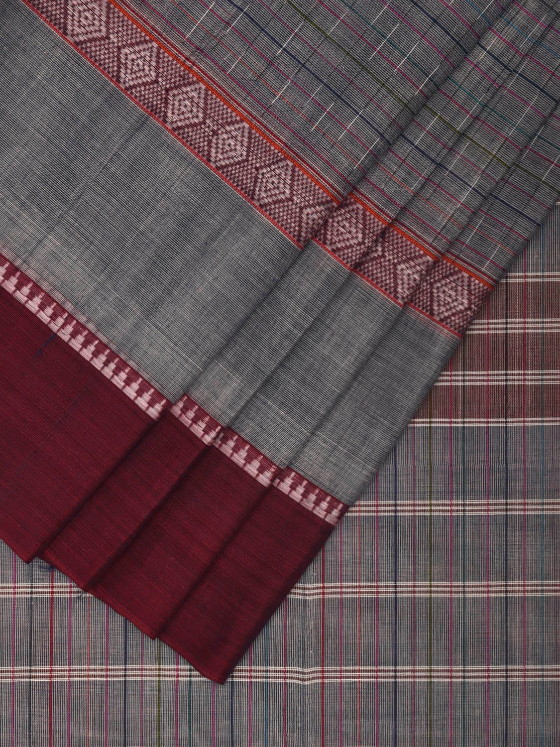Grey Narayanpet Cotton Handloom Saree with Big Border Design No Blouse np0908