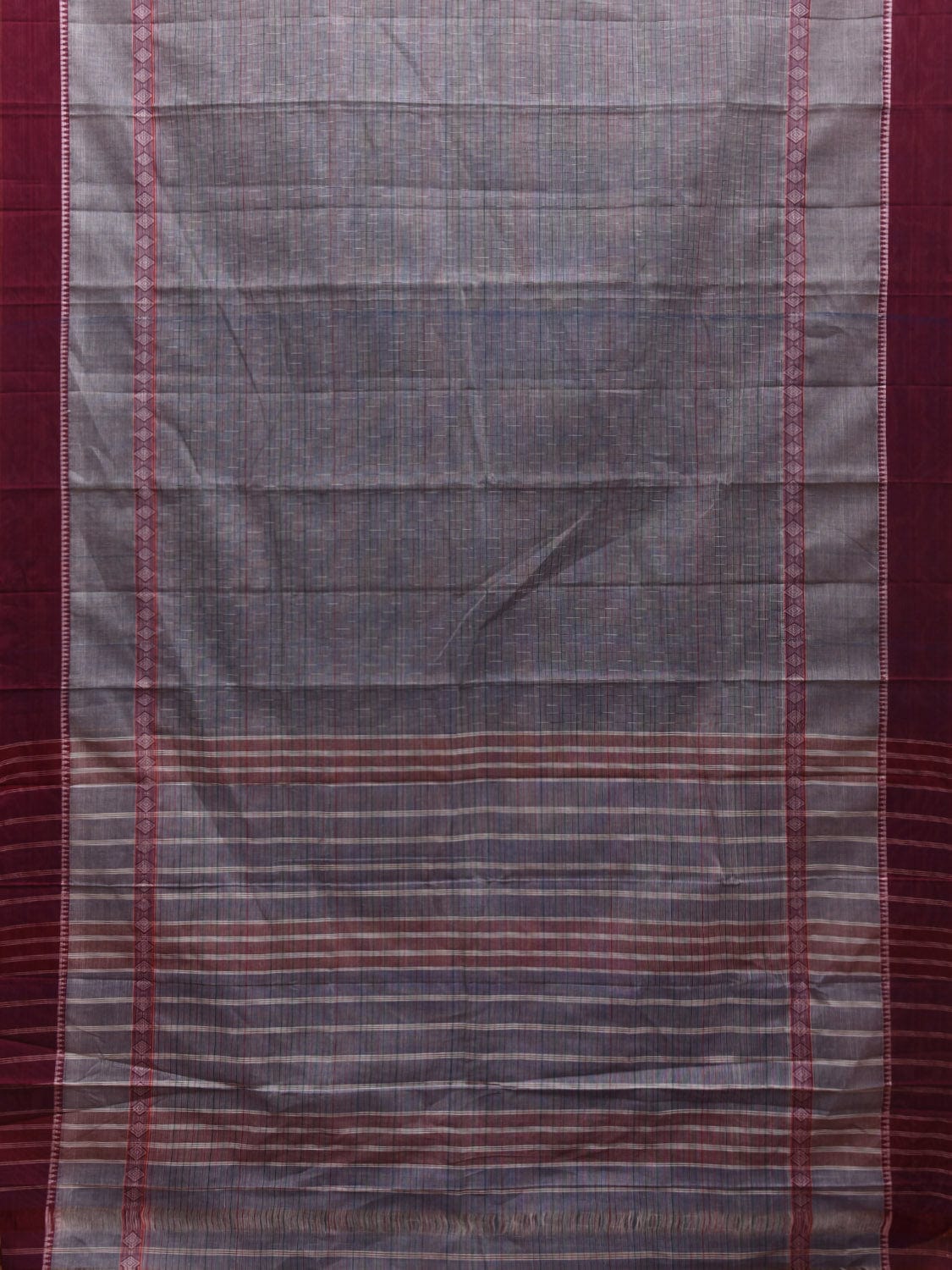 Grey Narayanpet Cotton Handloom Saree with Big Border Design No Blouse np0908